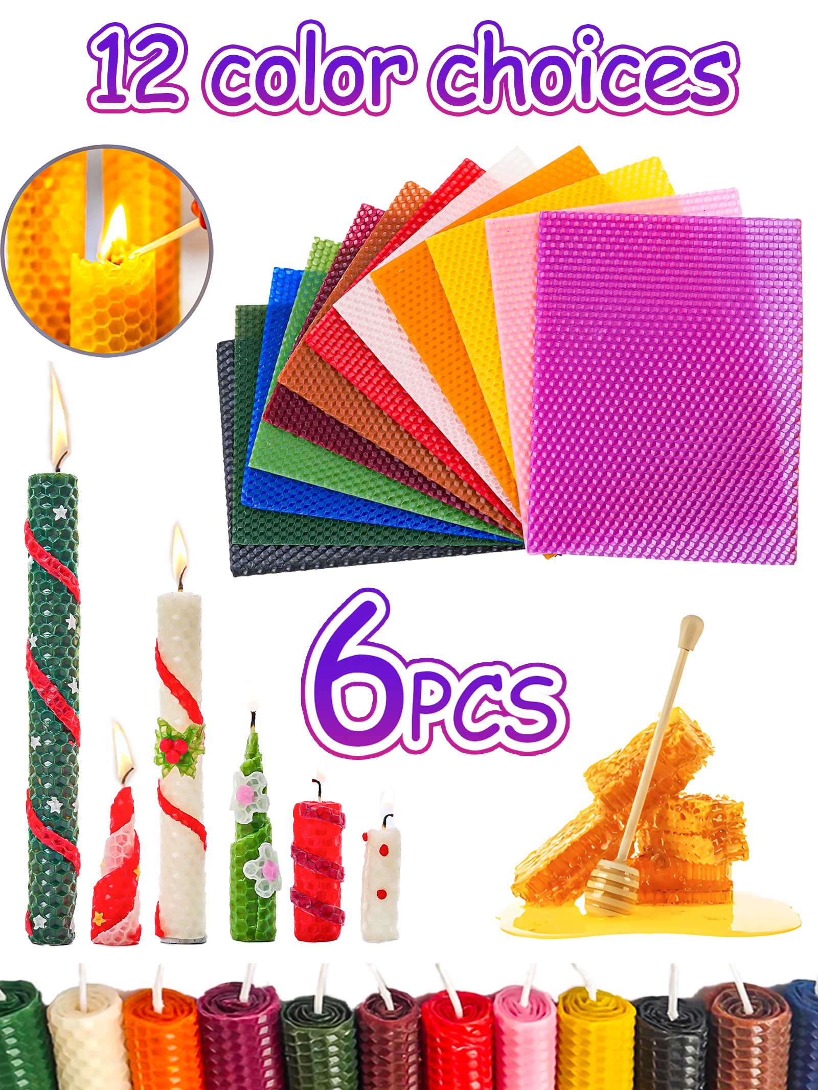 Beeswax Sheet Roll - 6pcs 15*20cm Color Beeswax Sheet Candle