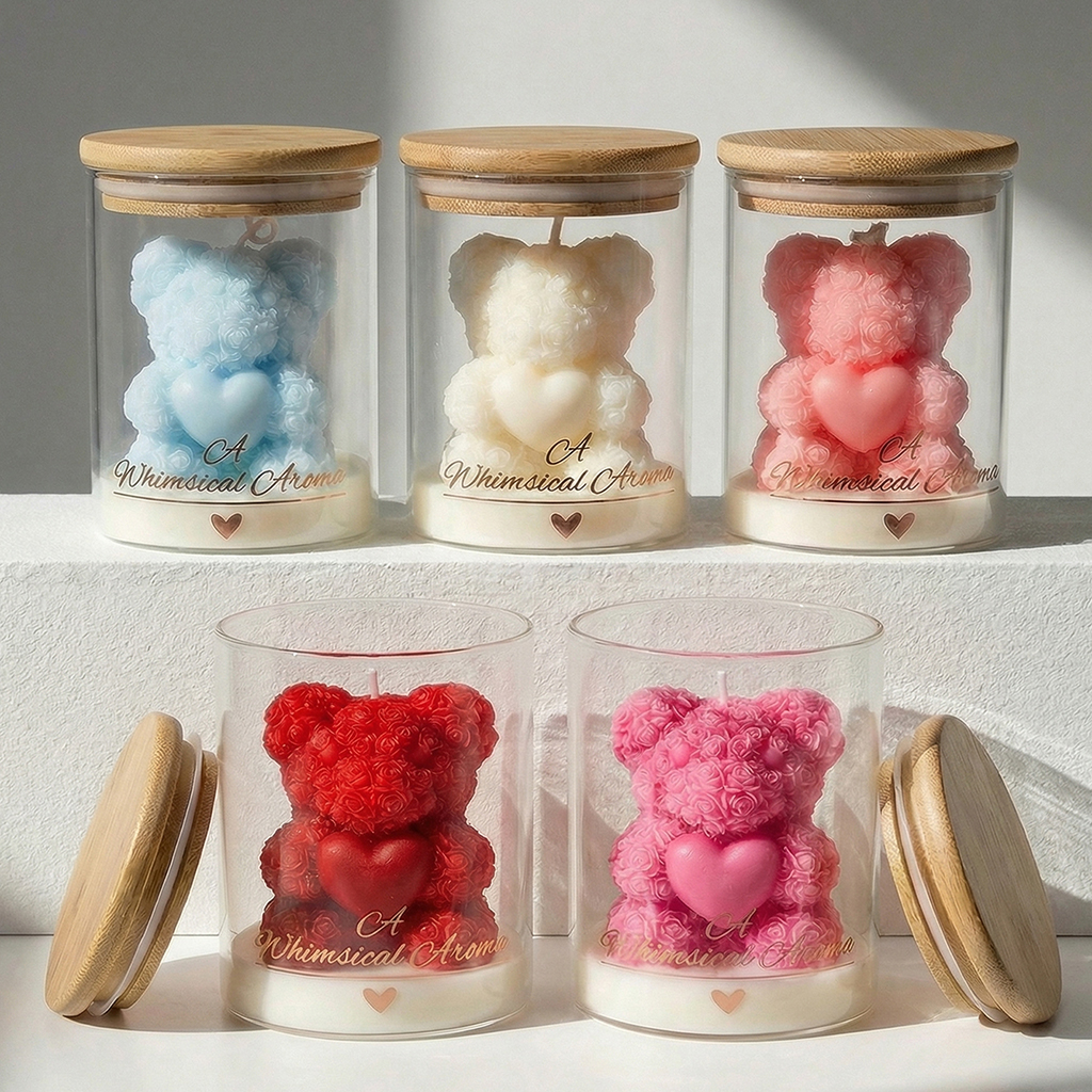 Candle Supplies Glass Jars - Rose Bear Candle Soy Wax Glass
