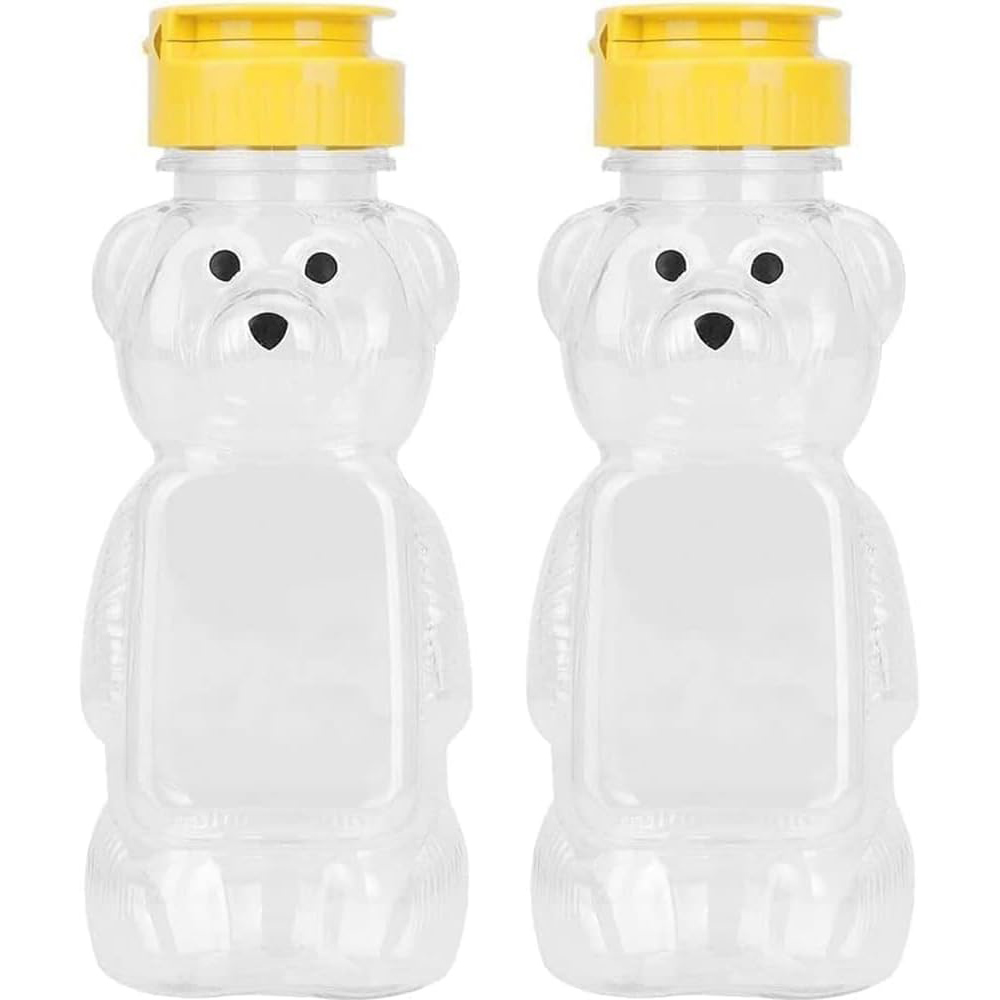 Mason Jar 8Oz - 2PCS Plastic Bear Honey Bottle Jars,Empty