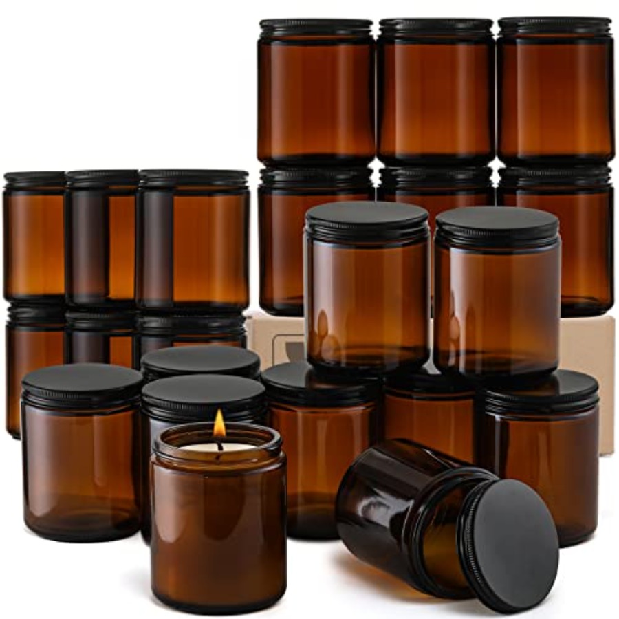 Mason Jar 8Oz - Pack 8 OZ Thick Amber Candle