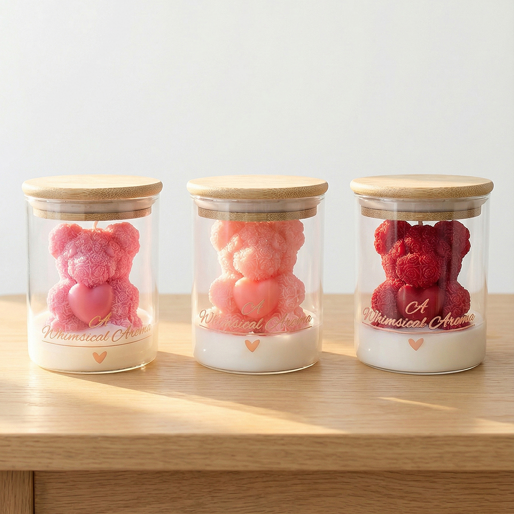 Rose Bear Candle Soy Wax Glass - Candle Supplies Glass Jars incelemesi ve fiyatı