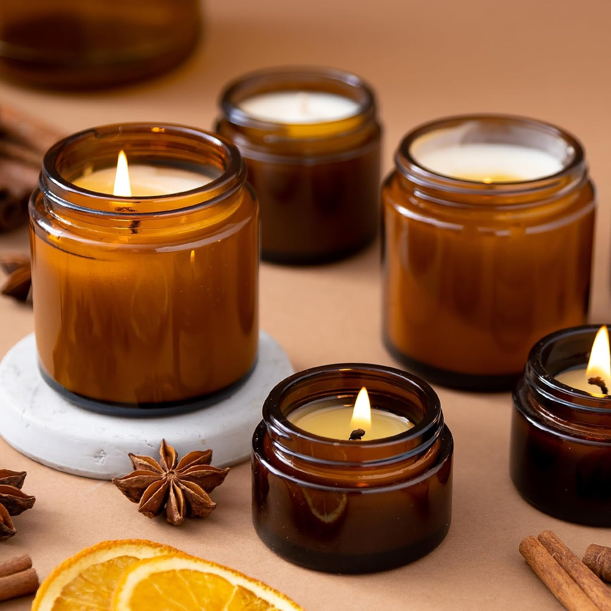 Glass Candle Jars, 4oz Amber R - Candle Supplies Glass Jars incelemesi ve fiyatı