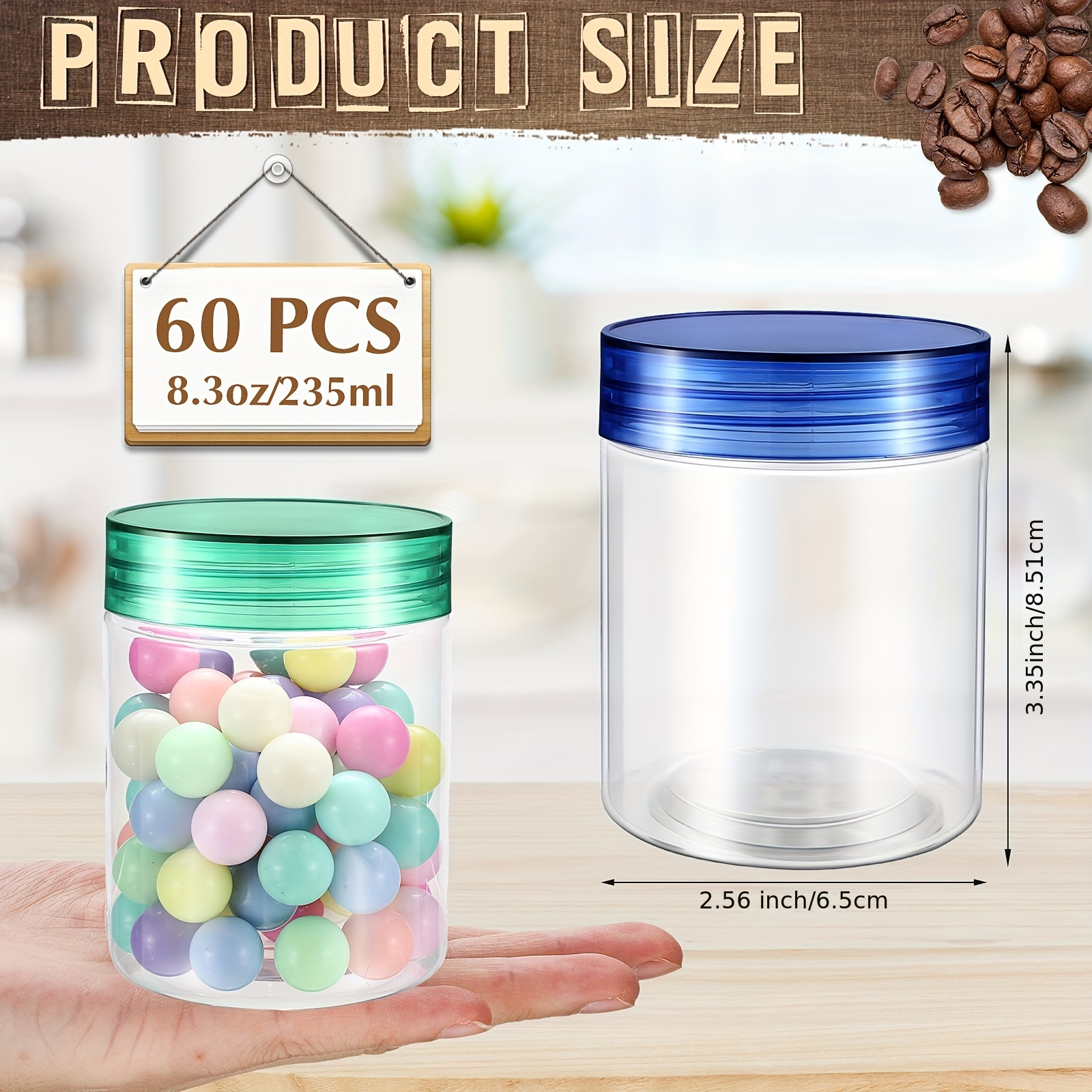 60pcs 8 Oz Plastic Jars With L - Mason Jar 8Oz incelemesi ve fiyatı