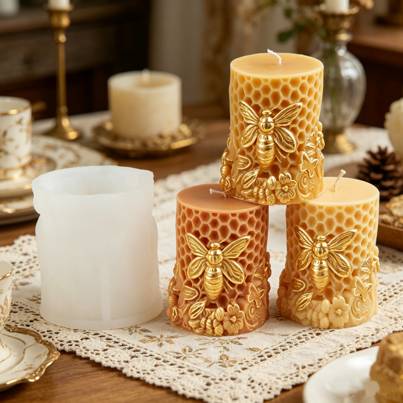 3D Bee & Honeycomb Silicone Ca - Candle. Queen incelemesi ve fiyatı