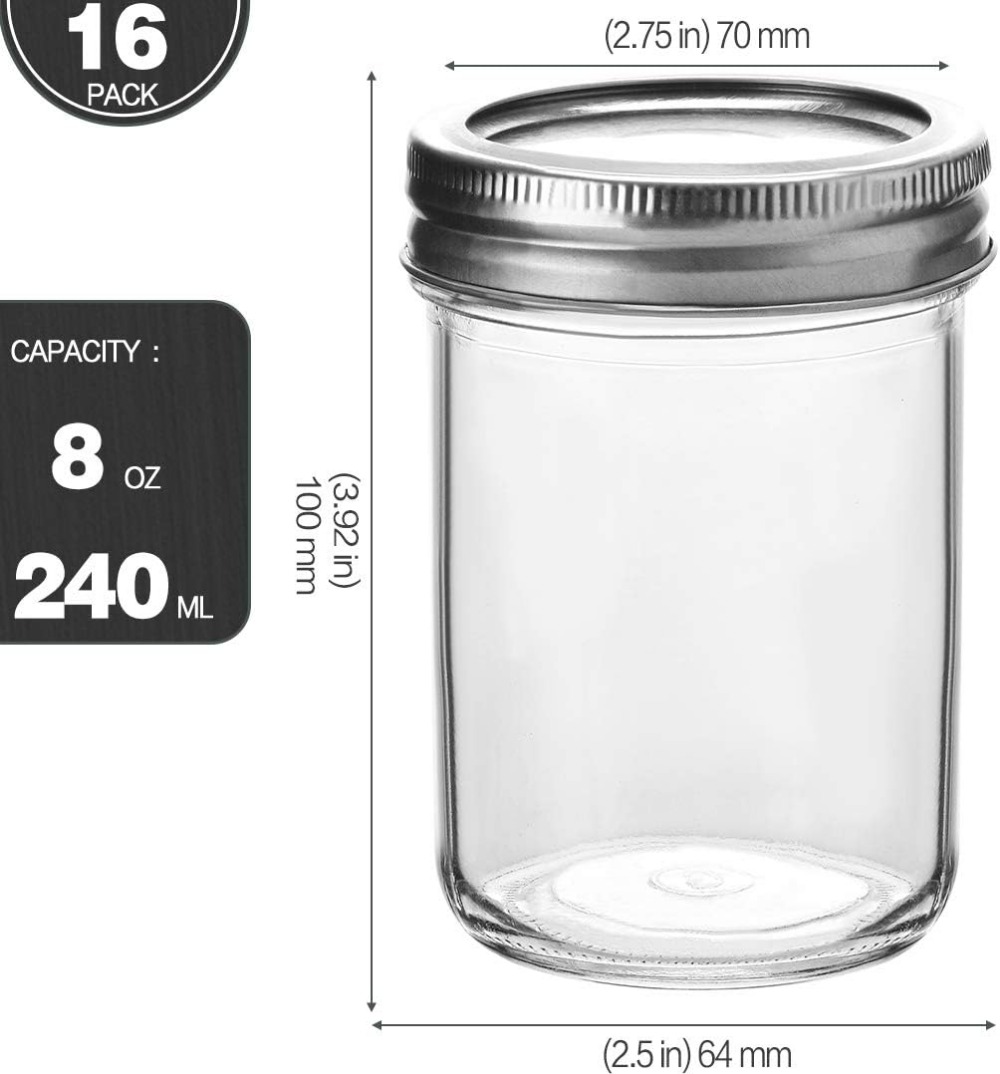 8 oz Mason Jars with Lids, 16  - Mason Jar 8Oz incelemesi ve fiyatı