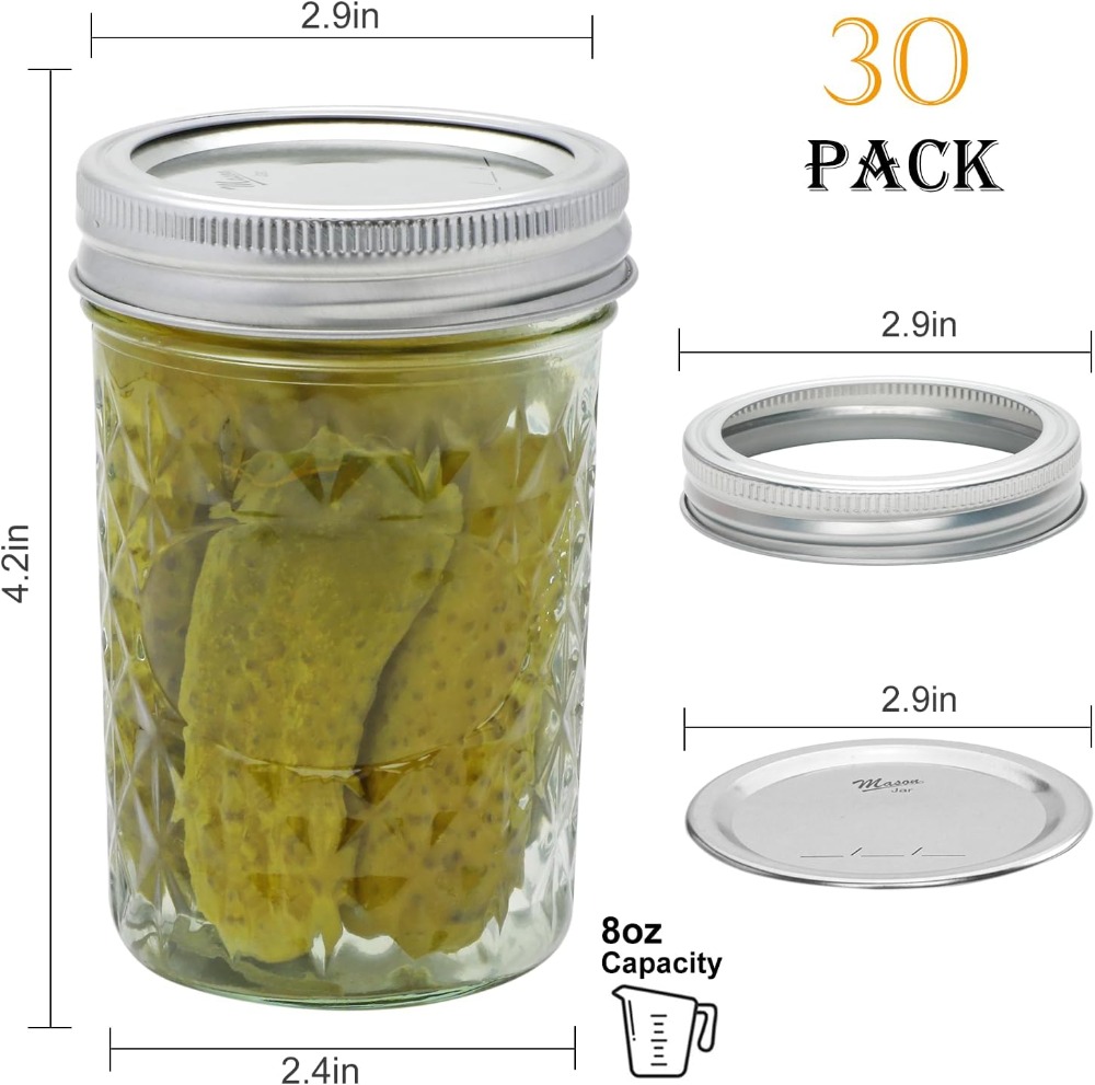 30 Pack 8 oz Mason Jars with A - Mason Jar 8Oz incelemesi ve fiyatı