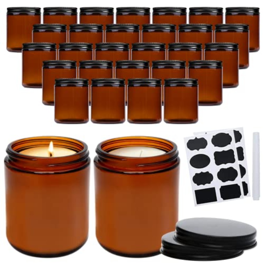 8oz Amber Candle Jars Set of 3 - Candle Supplies Glass Jars incelemesi ve fiyatı