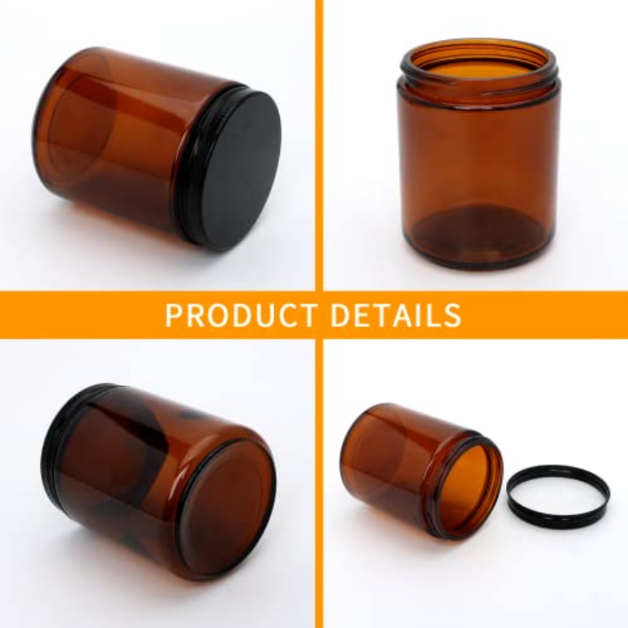 8oz Amber Candle Jars Set of 3 - Candle Supplies Glass Jars incelemesi ve fiyatı