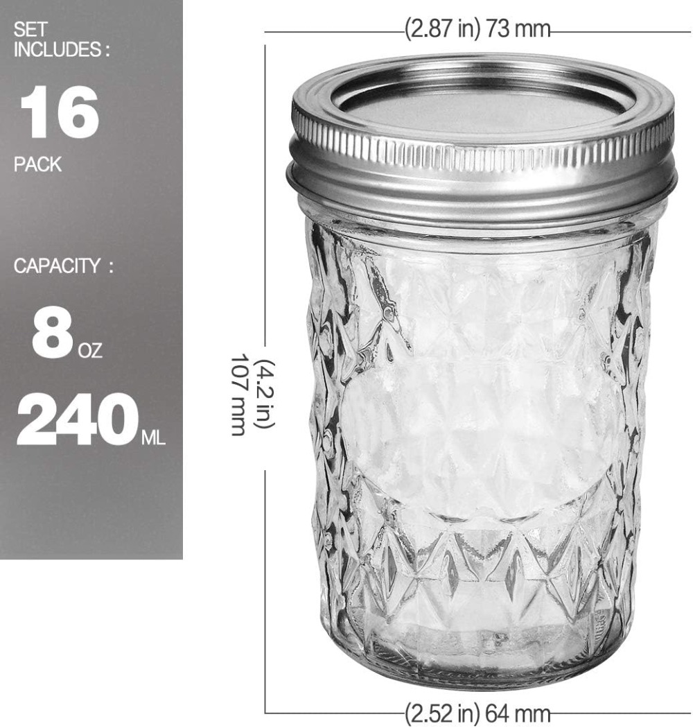 16-Pack 8oz Mason Jars with Re - Mason Jar 8Oz incelemesi ve fiyatı