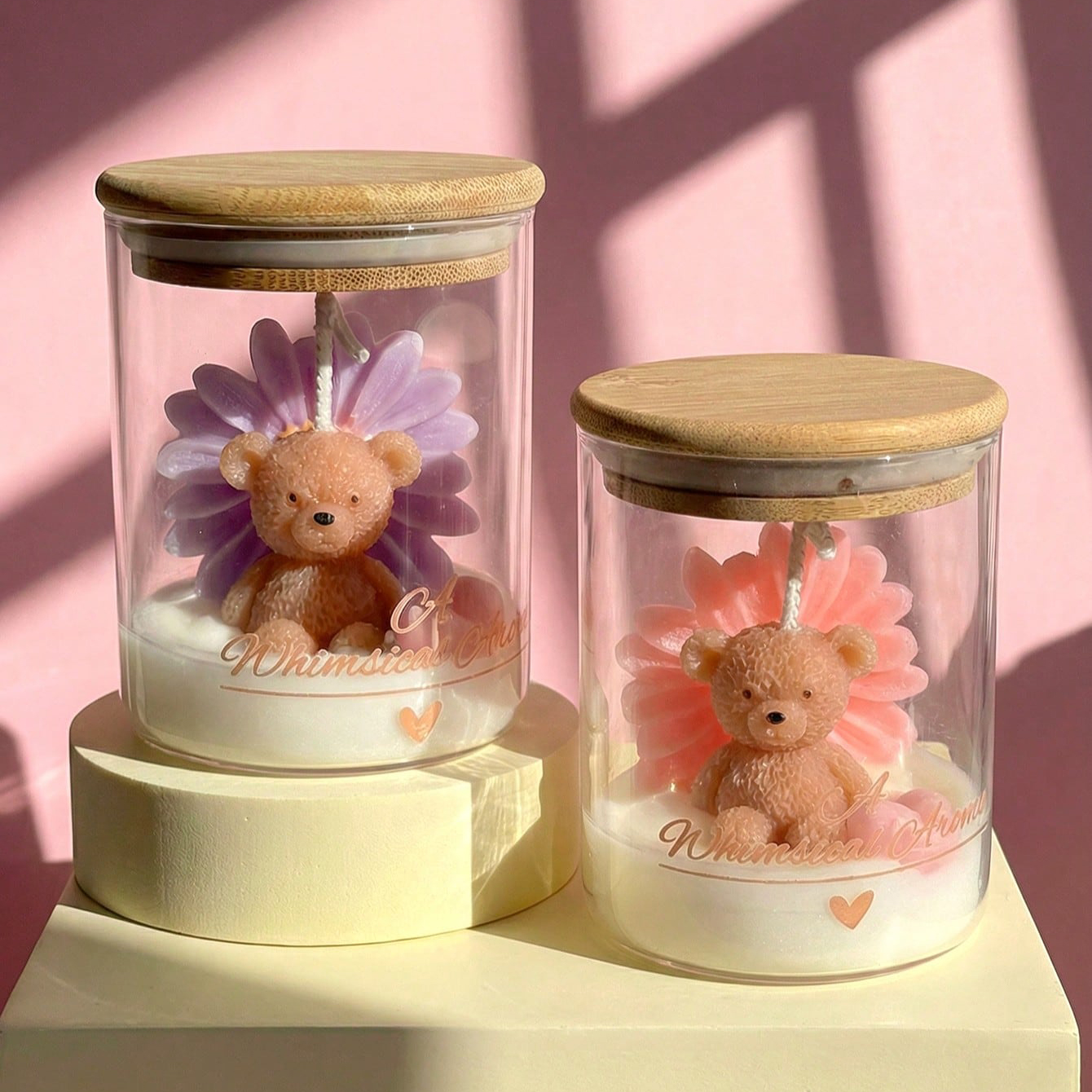 Teddy Bear Flower Candle in Gl - Candle Supplies Glass Jars incelemesi ve fiyatı