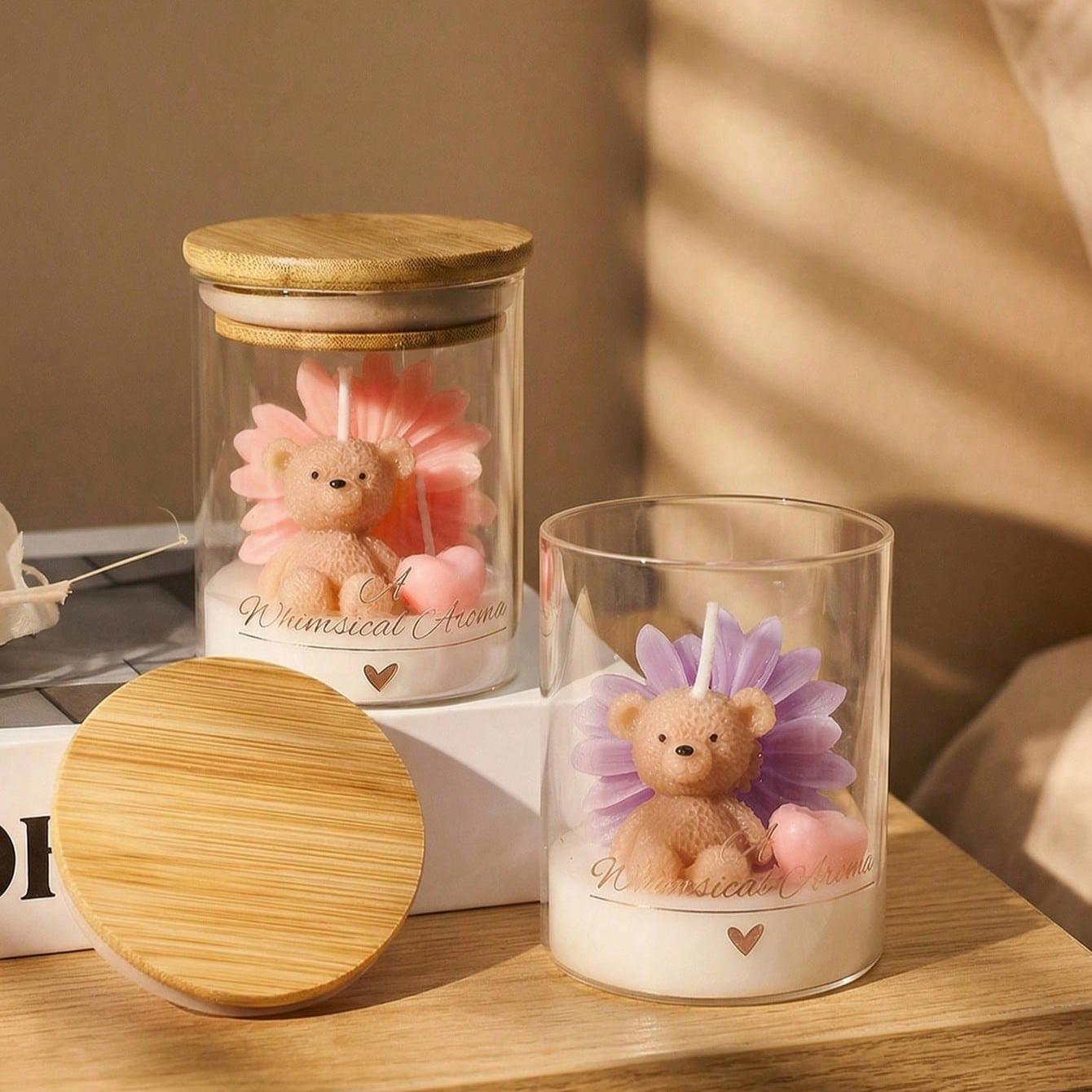 Teddy Bear Flower Candle in Gl - Candle Supplies Glass Jars incelemesi ve fiyatı