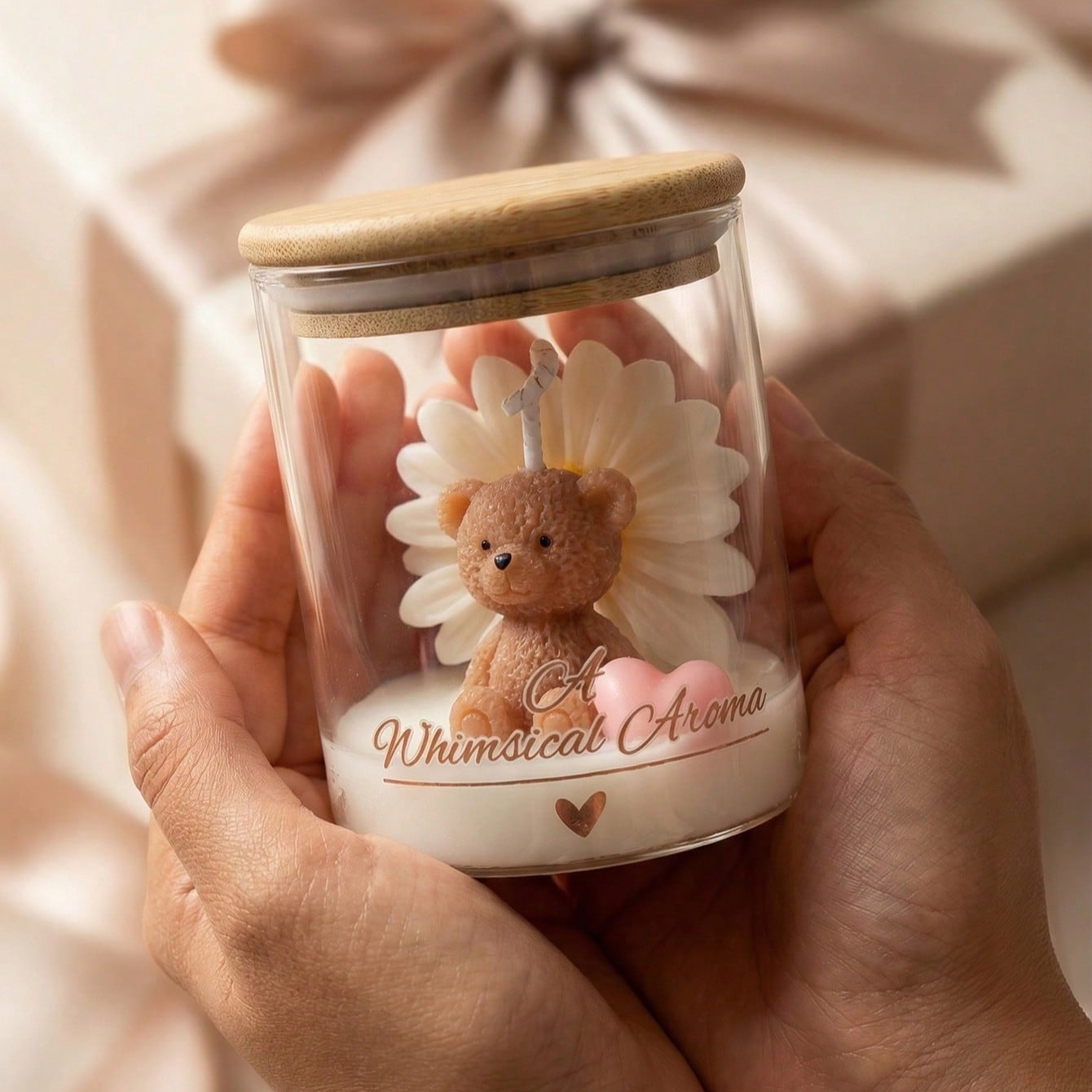 Teddy Bear Flower Candle in Gl - Candle Supplies Glass Jars incelemesi ve fiyatı